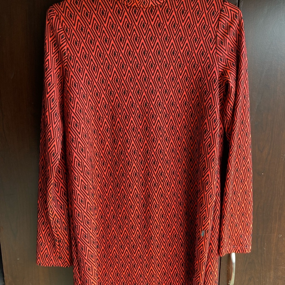 Zara Red and Black Long Sleeve Crew Neck Sweater Dress